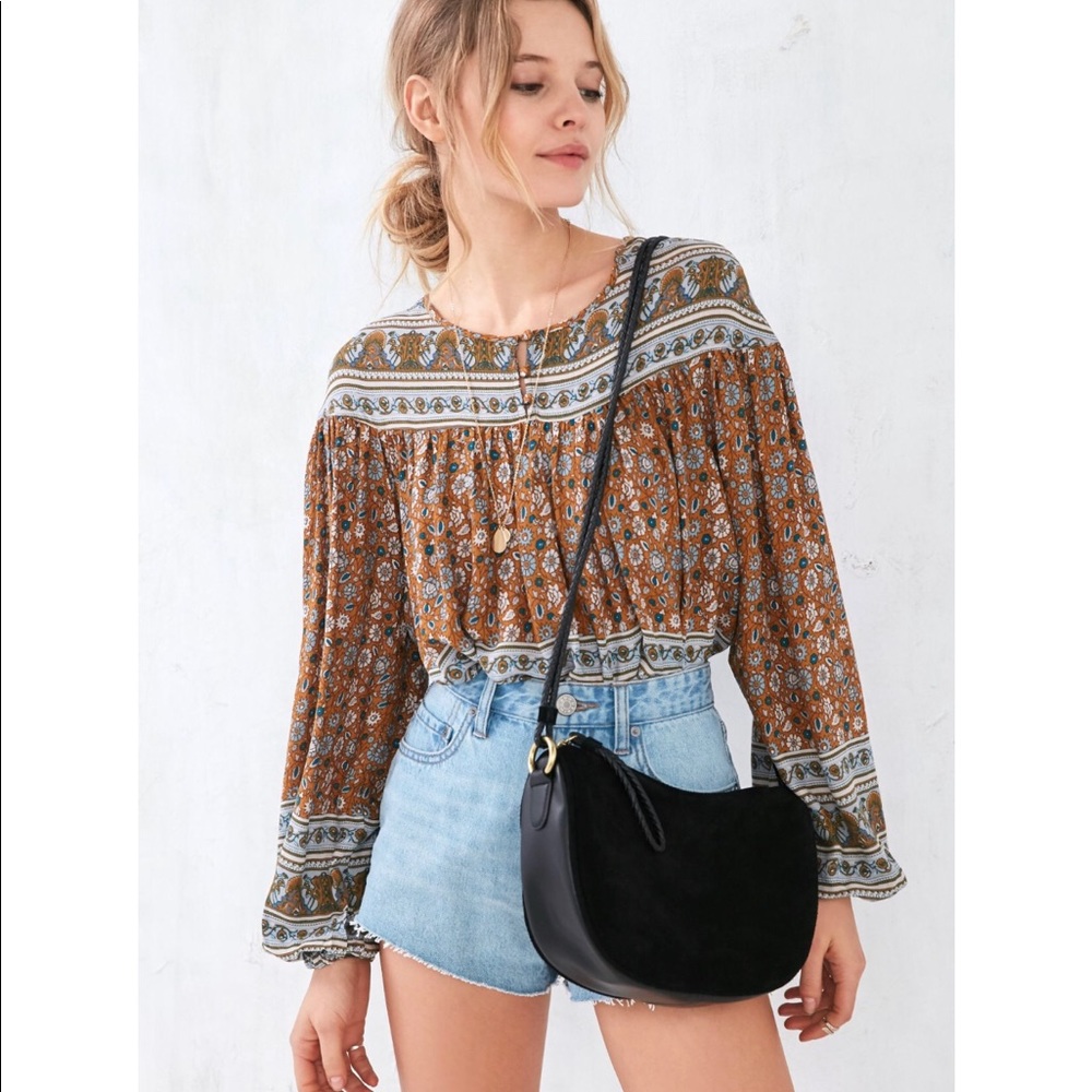 Urban Outfitters Black Velvet/Faux Leather Bag